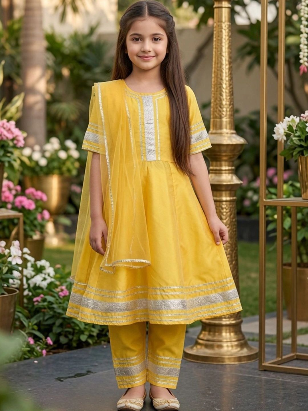 Cutiekins Girls Regular Gotta Patti Kurta with Trousers & With Dupatta-picture-54