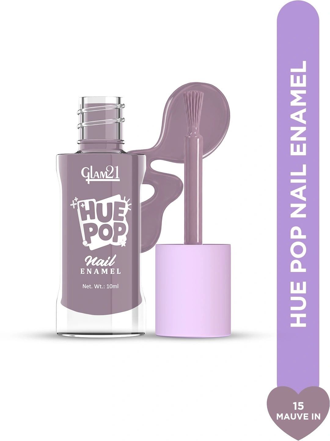 GLAM21 Hue Pop Resistant & Long Lasting Vibrant Nail Polish - 10 ml - Mauve In 15-image-4
