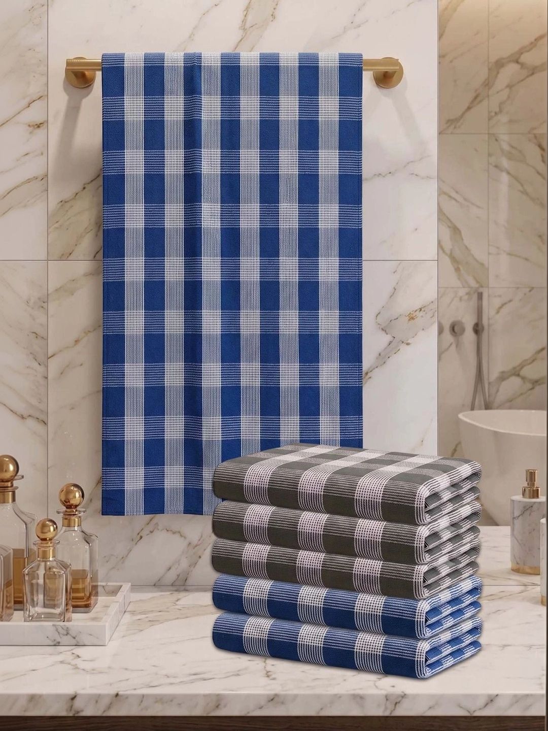 Athom Living Black & White 5 Striped Cotton 225 GSM Bath Towel-picture-22