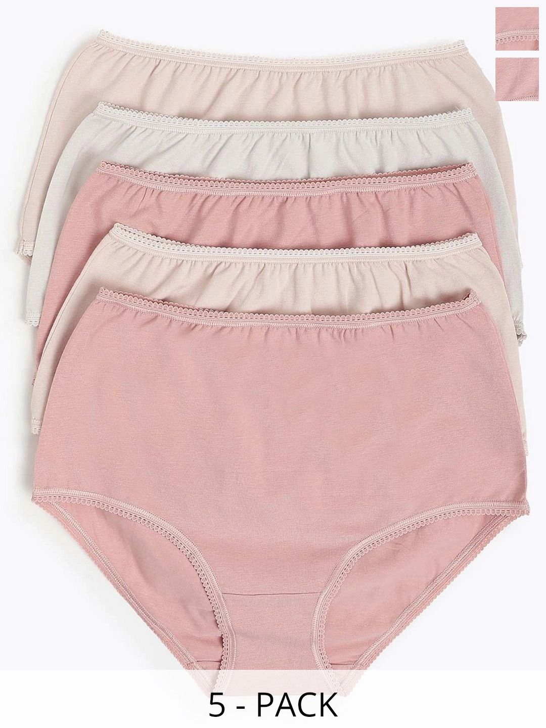 Marks & Spencer Women Pack of 5 Cotton Basic Briefs-picture-36