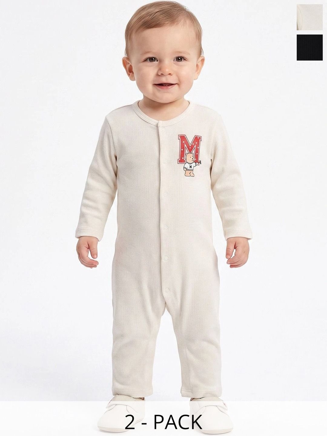 MINI KLUB Boys Pack Of 2 Cotton Rompers-picture-13
