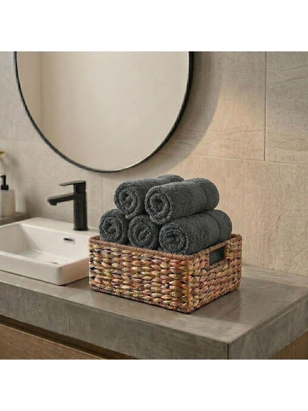 BAMA INDIA 5-Pcs Charcoal Pure Cotton 650 GSM Face Towels-image-25
