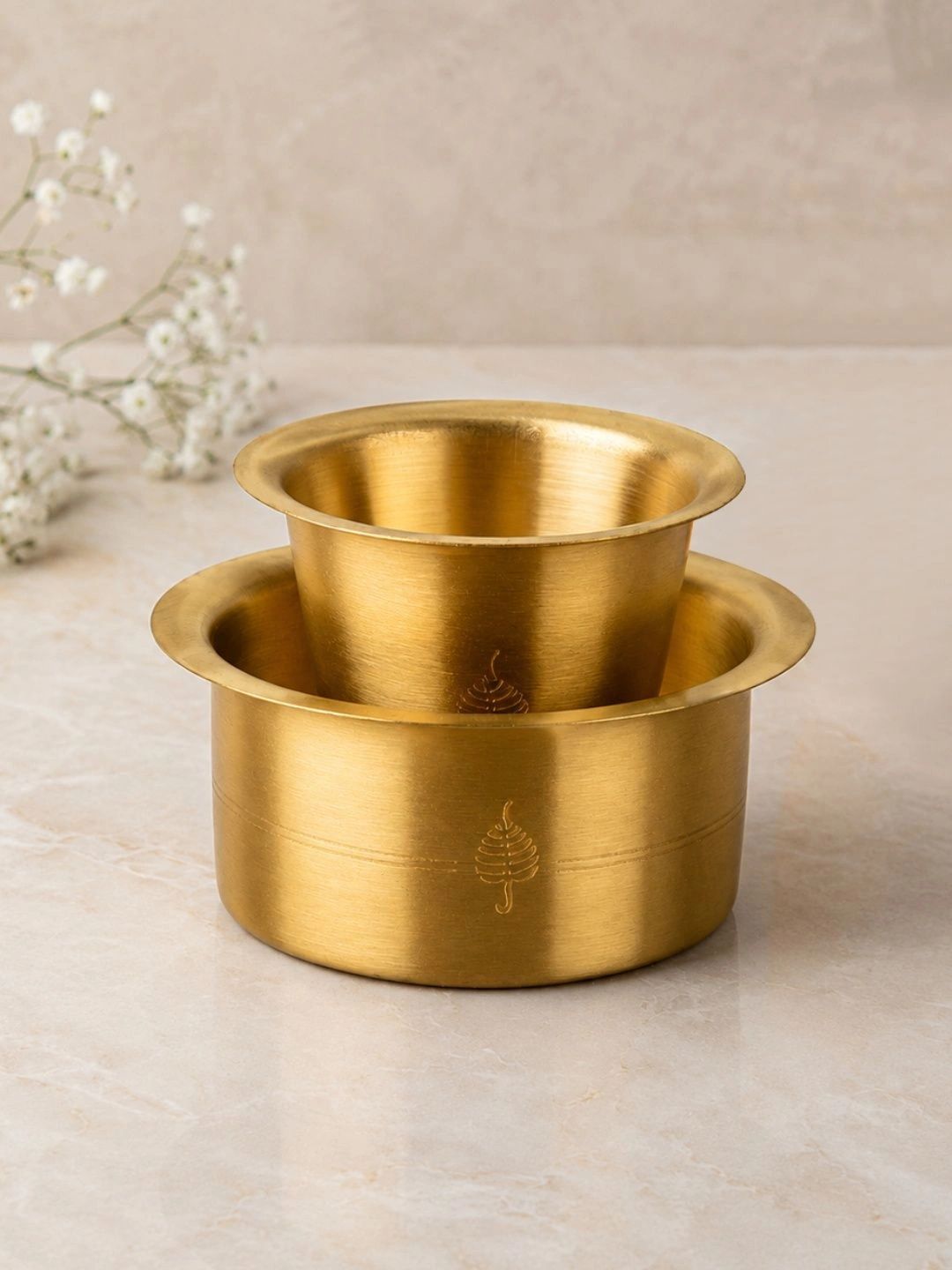 StyleMyWay Gold-Toned Ethnic Motifs Printed Brass Matte Cups Set of Cups and Mugs-image-49