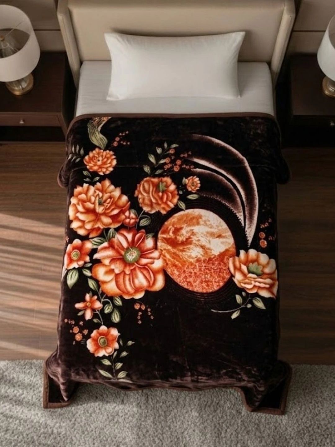 Signature Brown Floral Heavy Winter 500 GSM Blanket-image-46