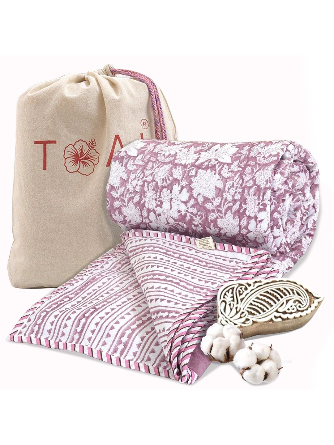 TOAI Pink & White Floral 150 GSM Dohar-image-0