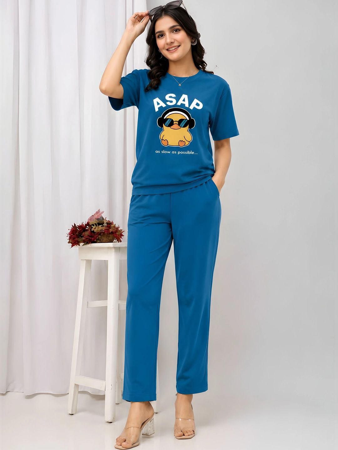 ELVIA Cotton Printed T-shirt with Trousers-picture-22