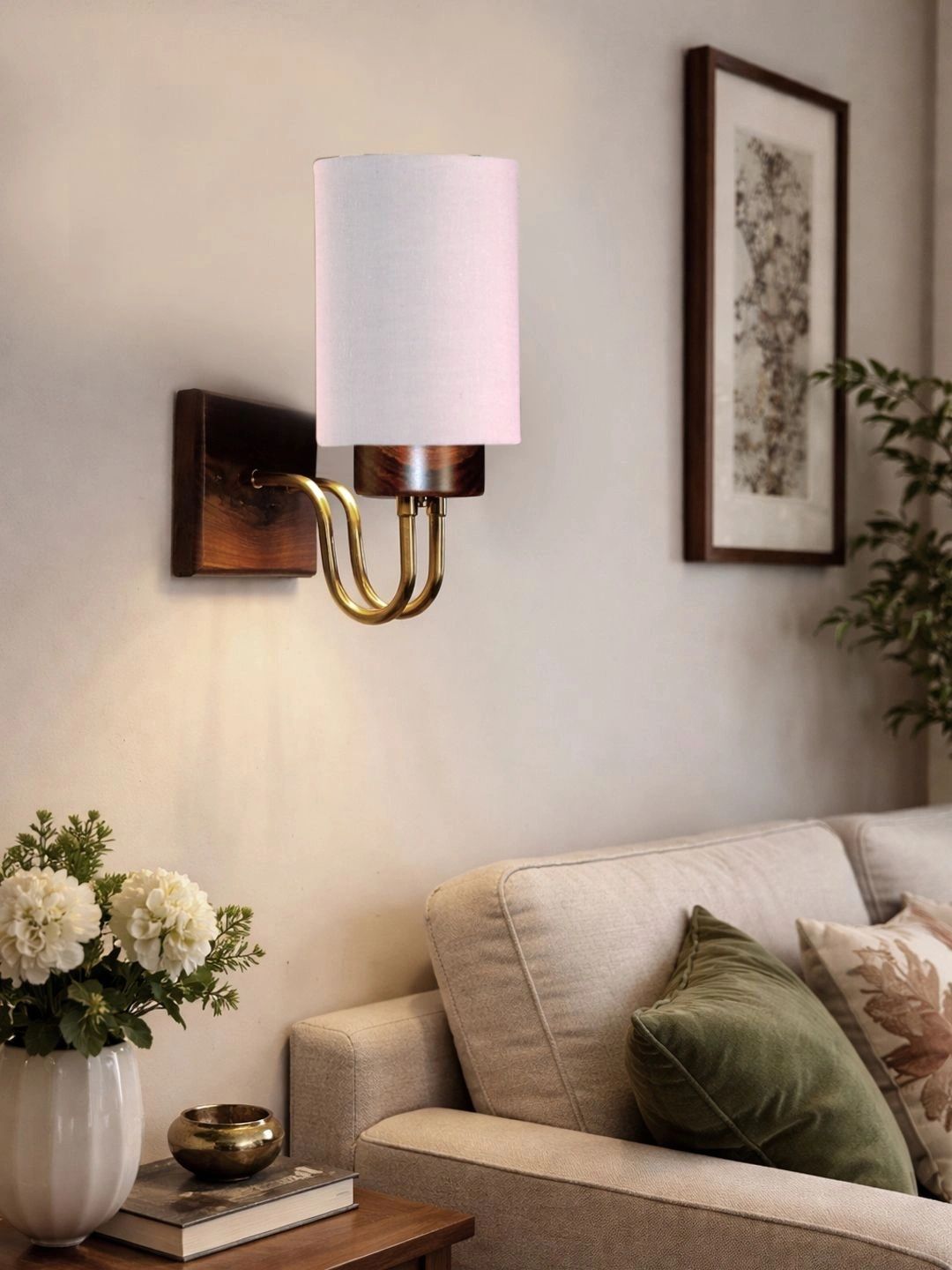 Myntra Elegant Homes Grey Wood Contemporary Cylinder Shaped Wall Lamp-picture-24