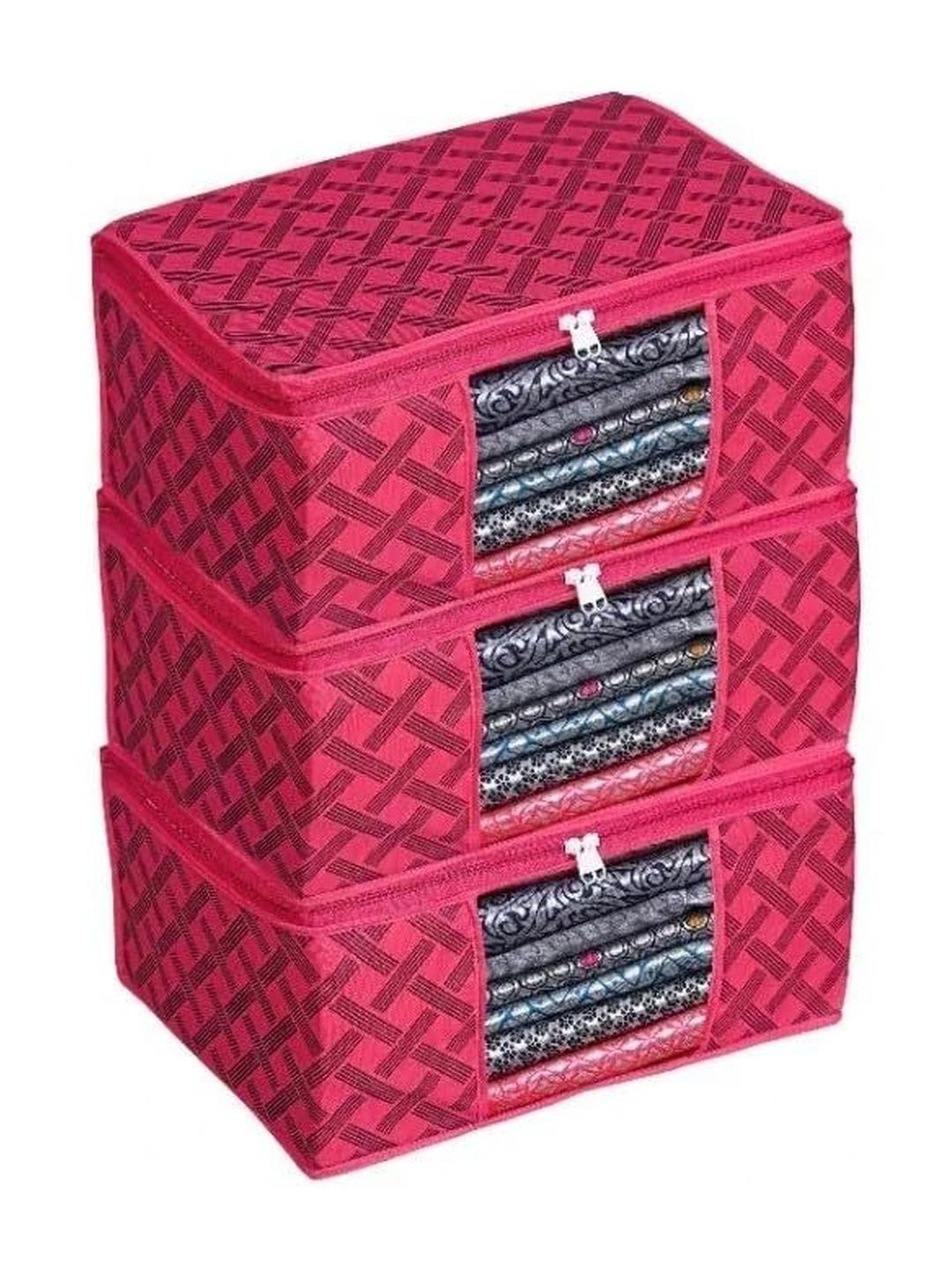 ANKIT INTERNATIONAL Red Set of 3 Reusable Multi-Utility Organisers-picture-40