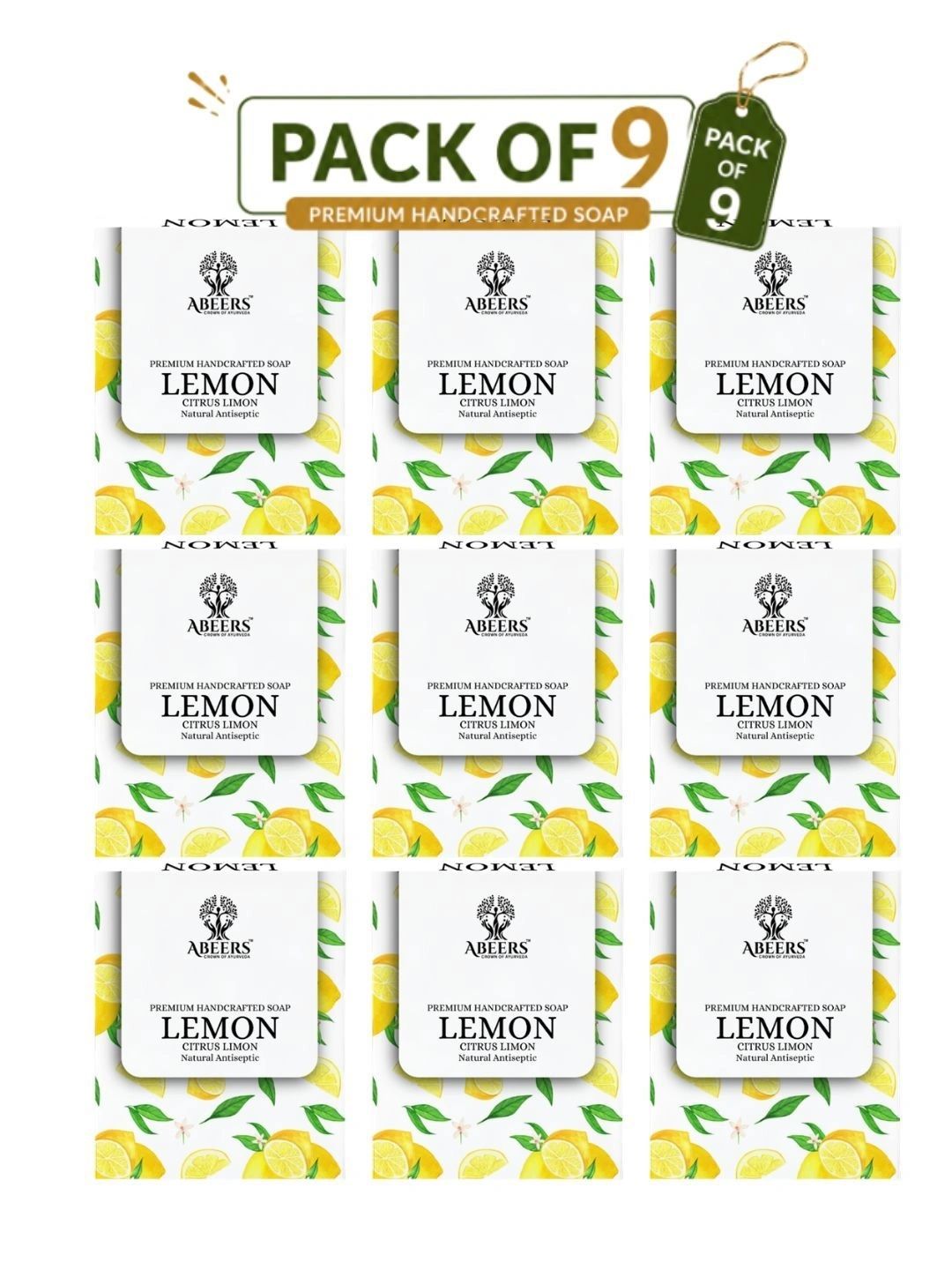 abeers Set Of 9 Handmade Lemon Bath Soap - 100 g Each-image-15