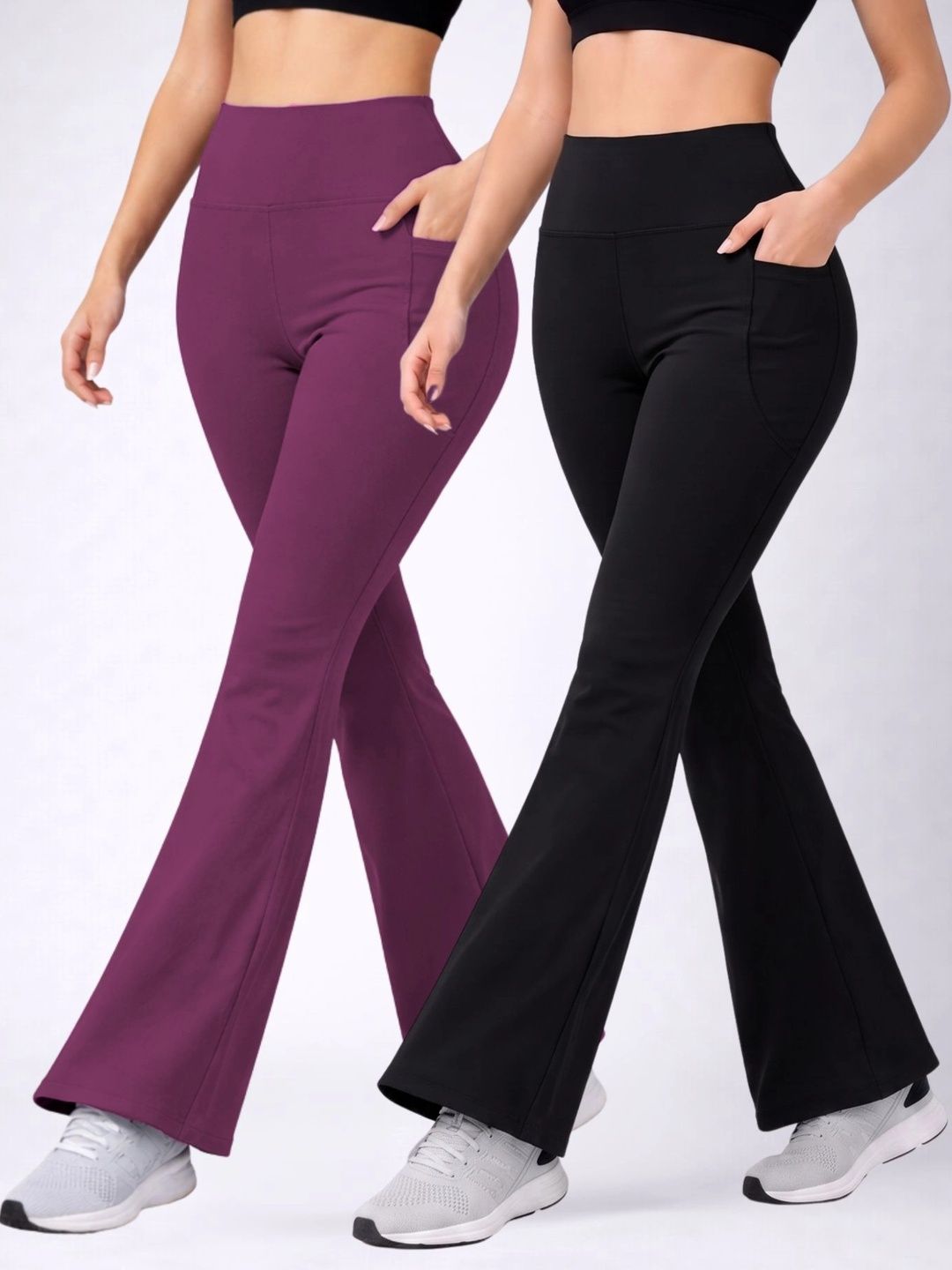 POOJARAN SAREE Pack Of 2 Running Ankle Length Tights-picture-34