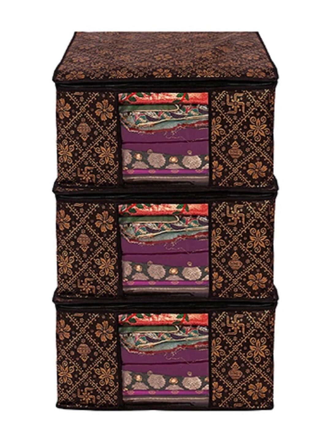 ANKIT INTERNATIONAL Brown Set of 3 Reusable Multi-Utility Organisers-picture-48