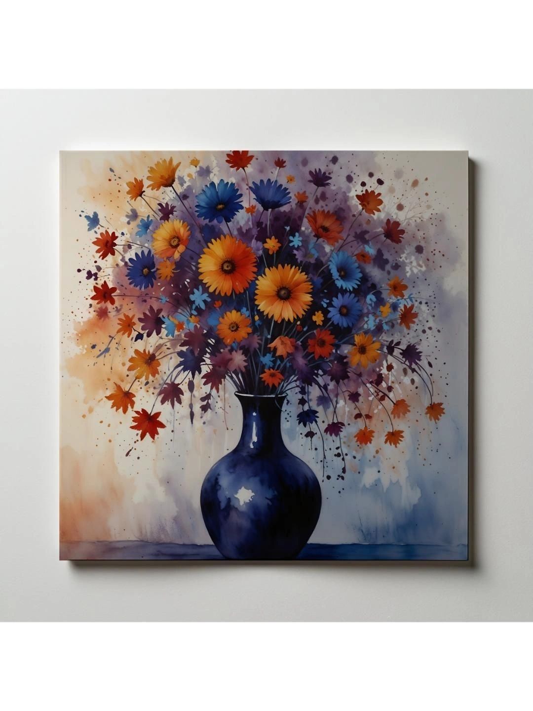 ARTOLIC Blue & Yellow Vase Floral Arrangement Self Adhesive Wall Sticker-image-4