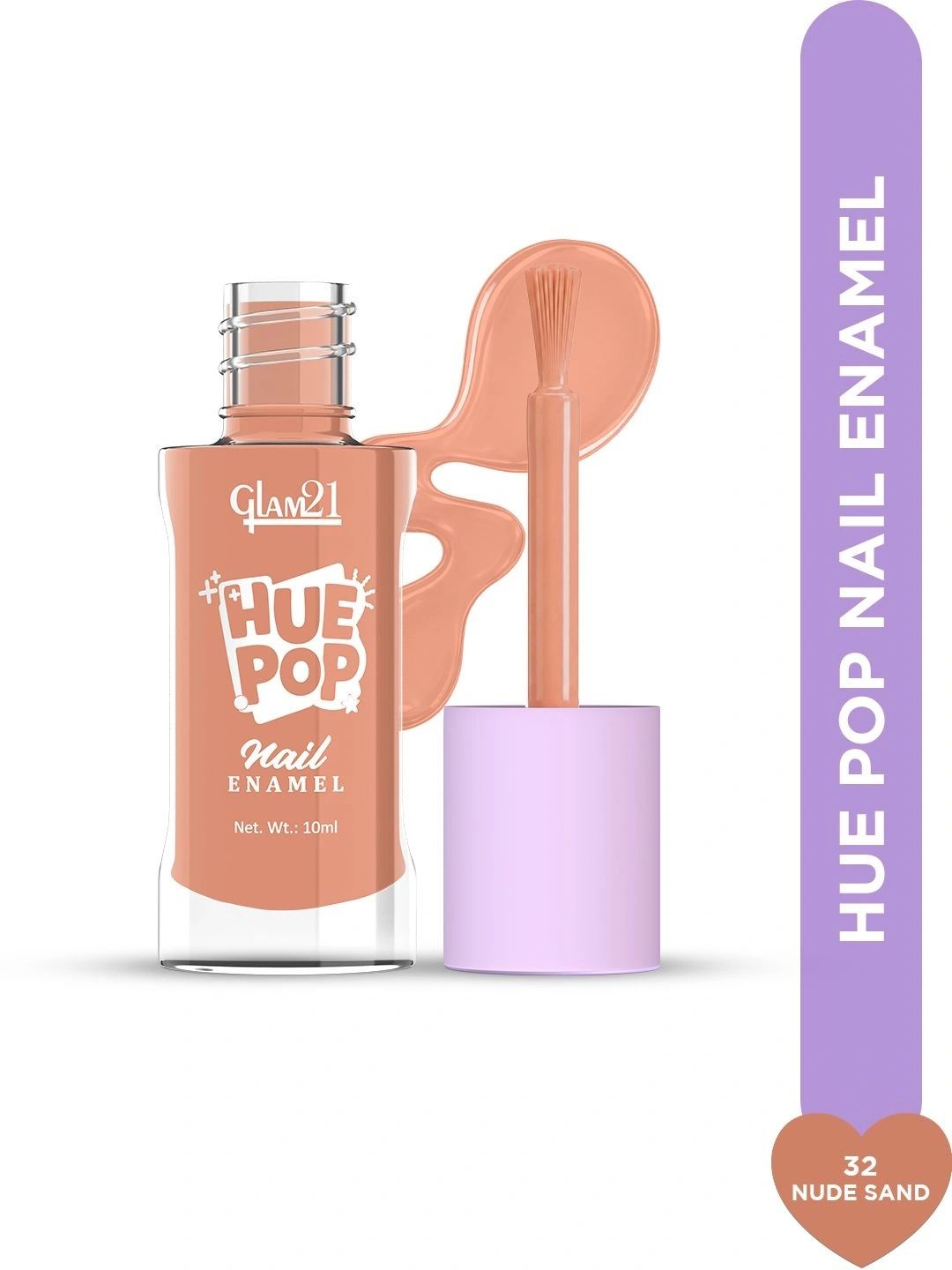 GLAM21 Hue Pop Resistant & Long Lasting Vibrant Nail Polish - 10 ml -Nude Sand 32-picture-21