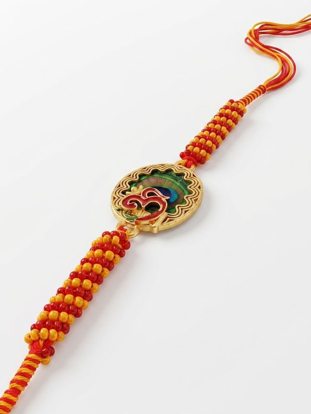 SZN Om Motif Divine Religious Thread Rakhi With Roli Chawal Chandan Mishri-picture-22