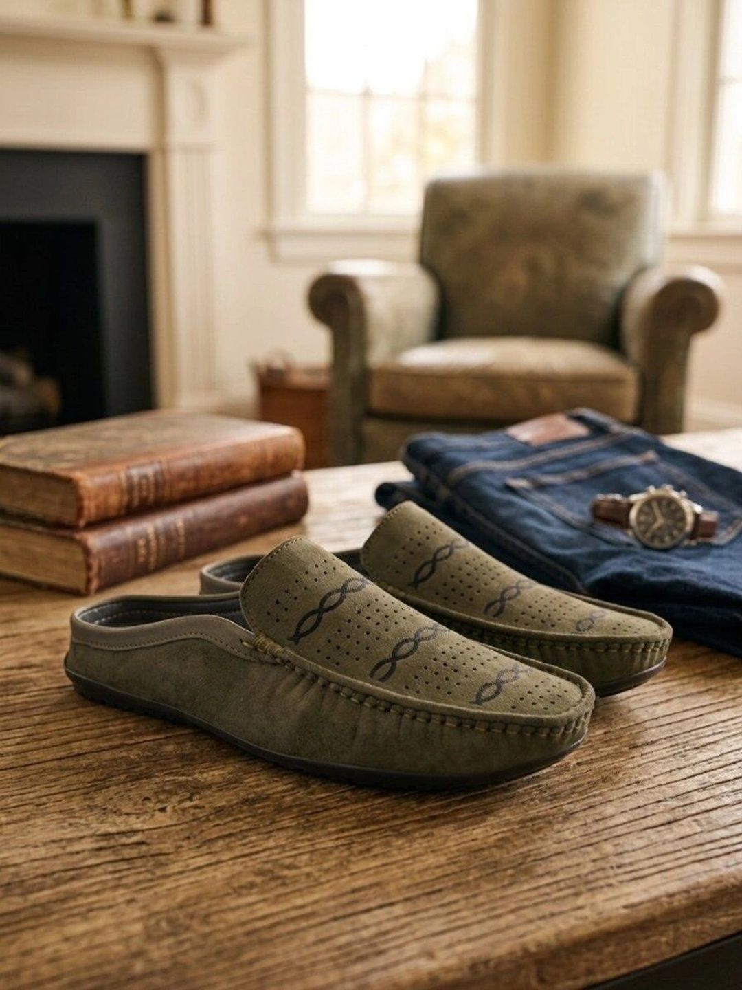 Mast & Harbour Men Perforations Suede Driving Shoes-picture-35