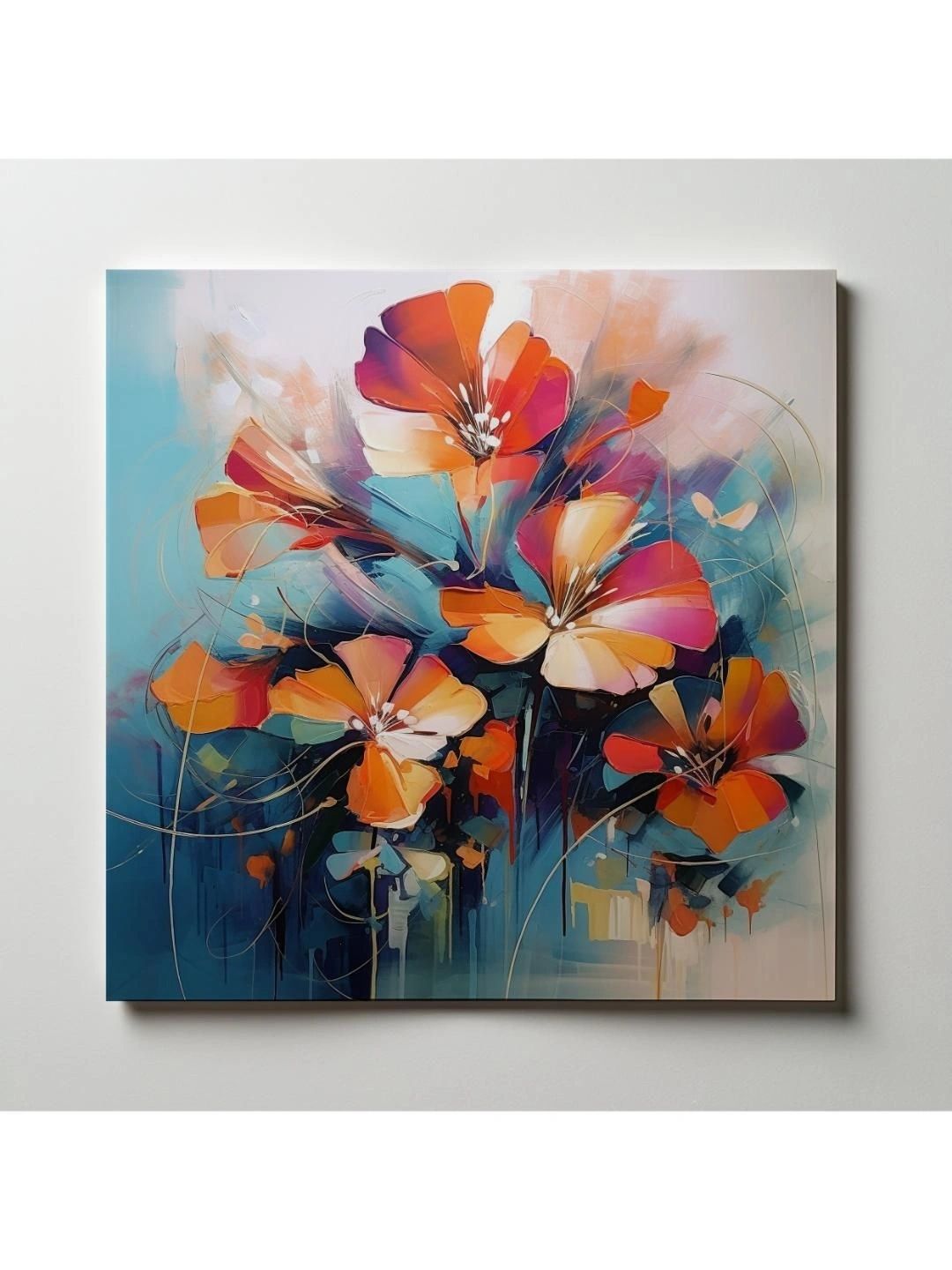ARTOLIC Red & Blue Flower Painting Wall Sticker-image-10