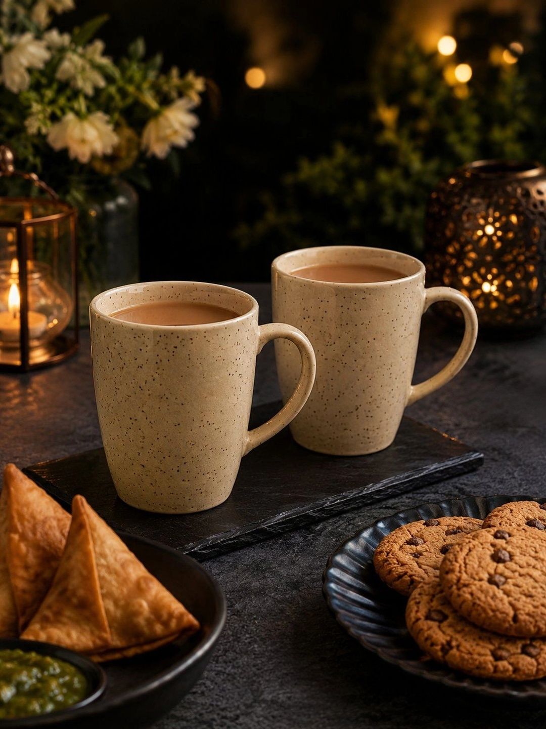 RUHANI HOMES White Crafted Ceramics Textured Ceramic Matte Mugs Set of Cups and Mugs-image-30