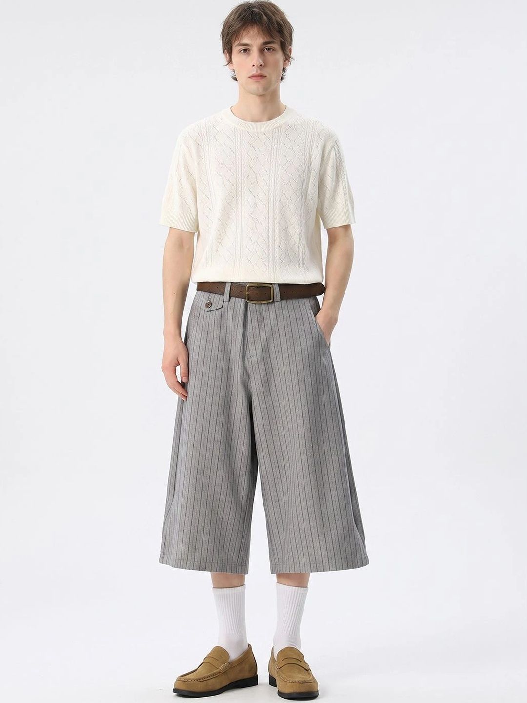 Suo Men Striped Loose Fit Technology Shorts-picture-20