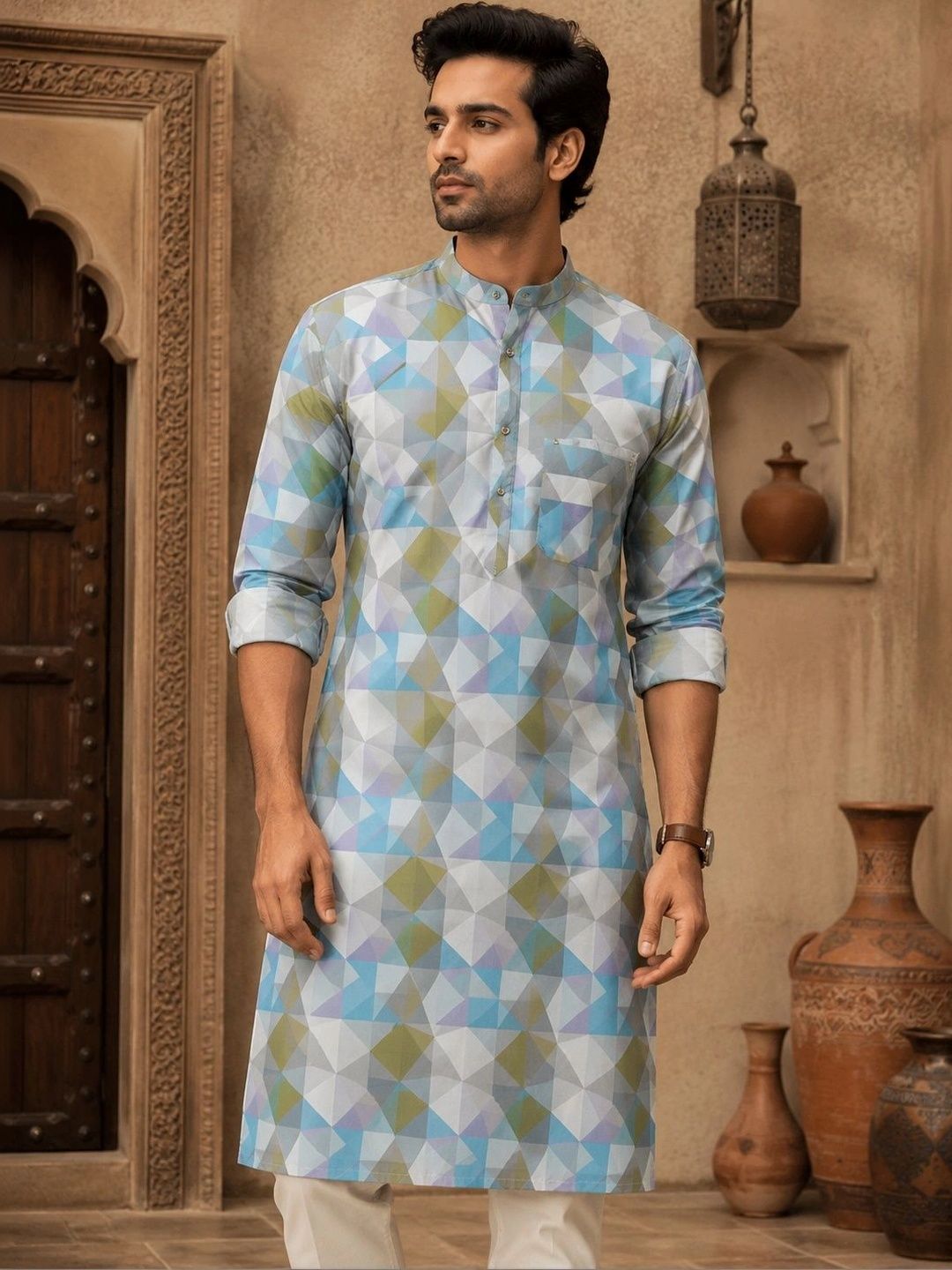 FUBAR Men Geometric Printed Kurta-picture-36
