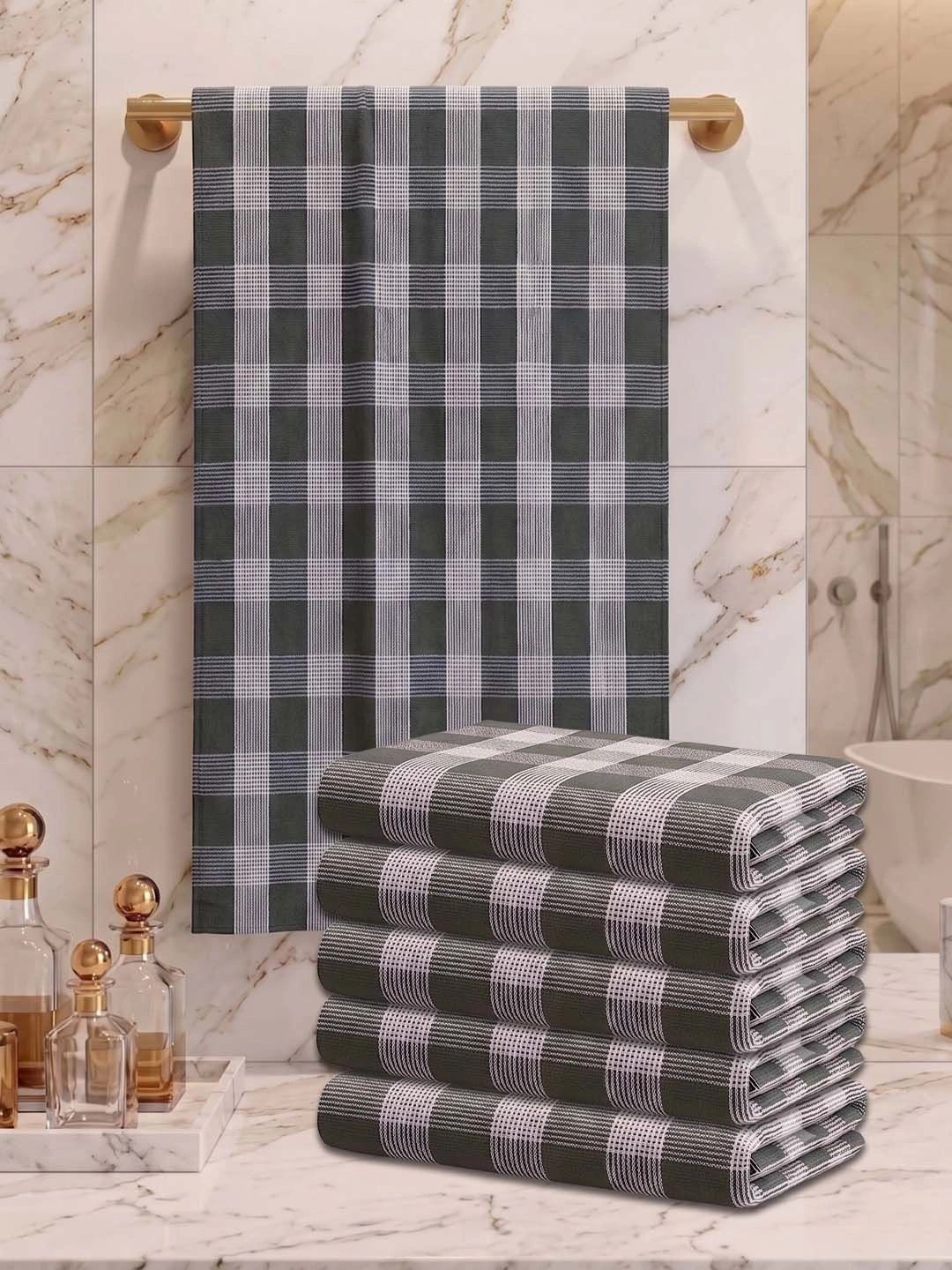 Athom Living Olive Green & White 5 Striped Cotton 225 GSM Bath Towel-picture-13