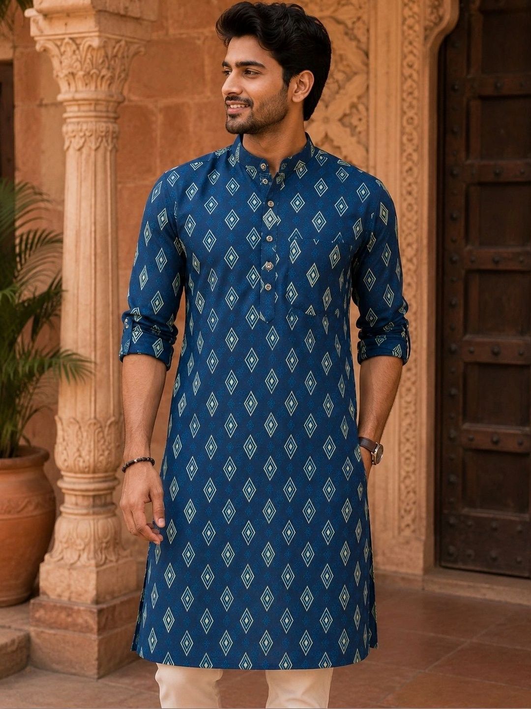 FUBAR Men Geometric Printed Kurta-picture-12