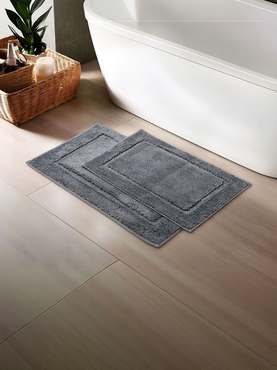 Home Centre 2-Pcs Grey Anti-Slip 110 GSM Bath Rugs-picture-57