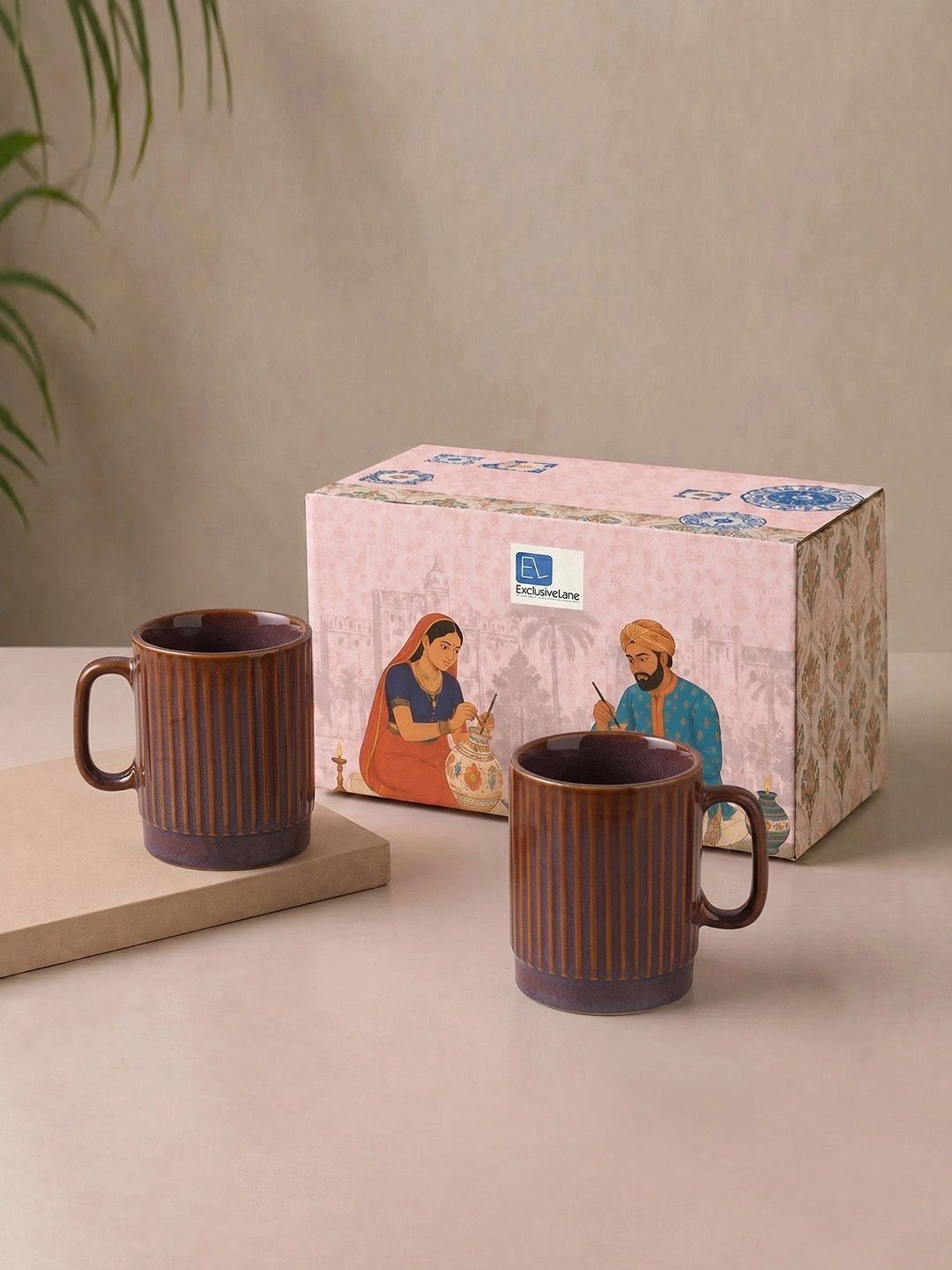 ExclusiveLane Brown Handcrafted Textured Ceramic Glossy Mugs Set of Cups and Mugs-image-27