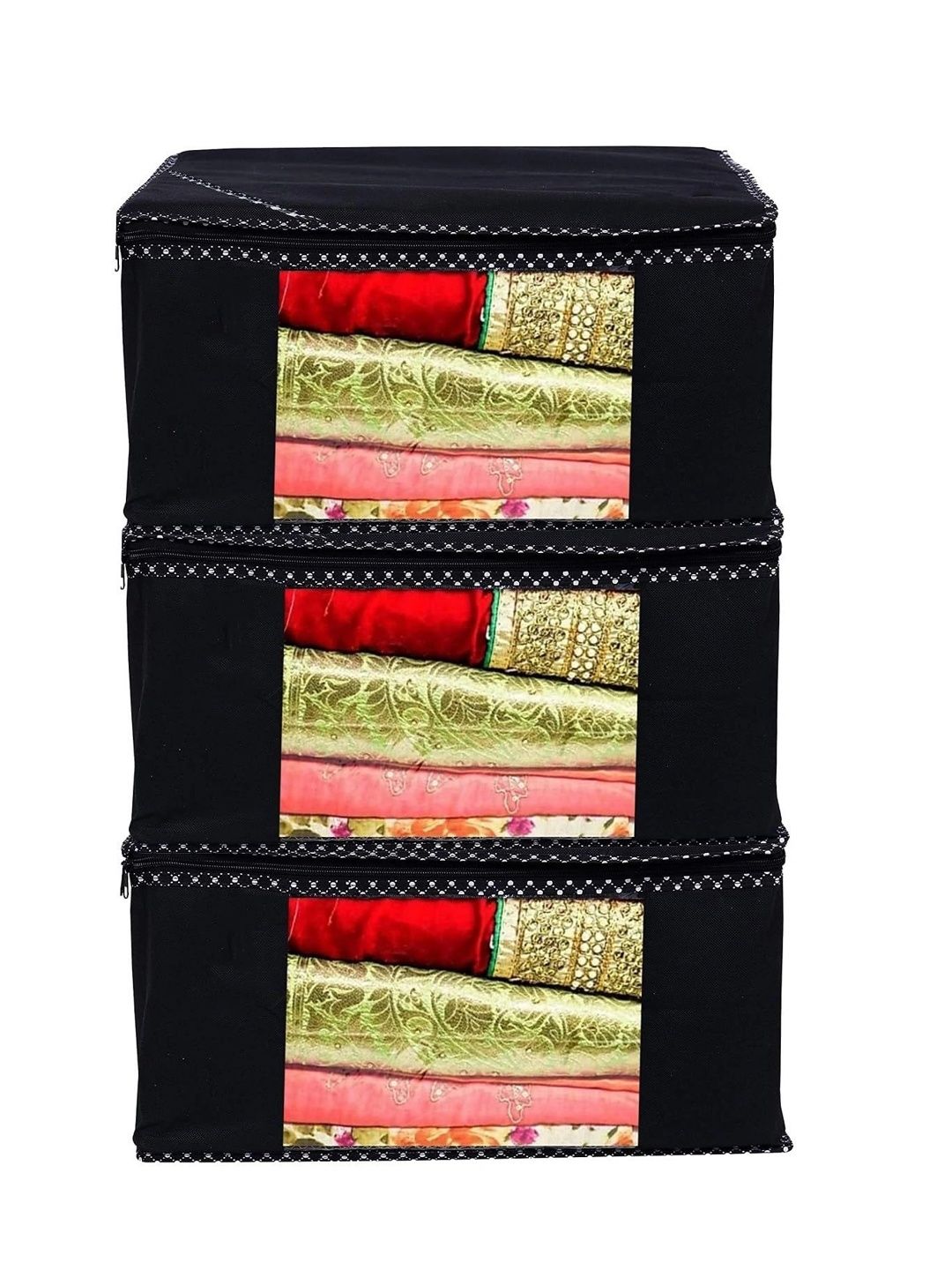 ANKIT INTERNATIONAL Black Set of 3 Reusable Multi-Utility Organisers-picture-38