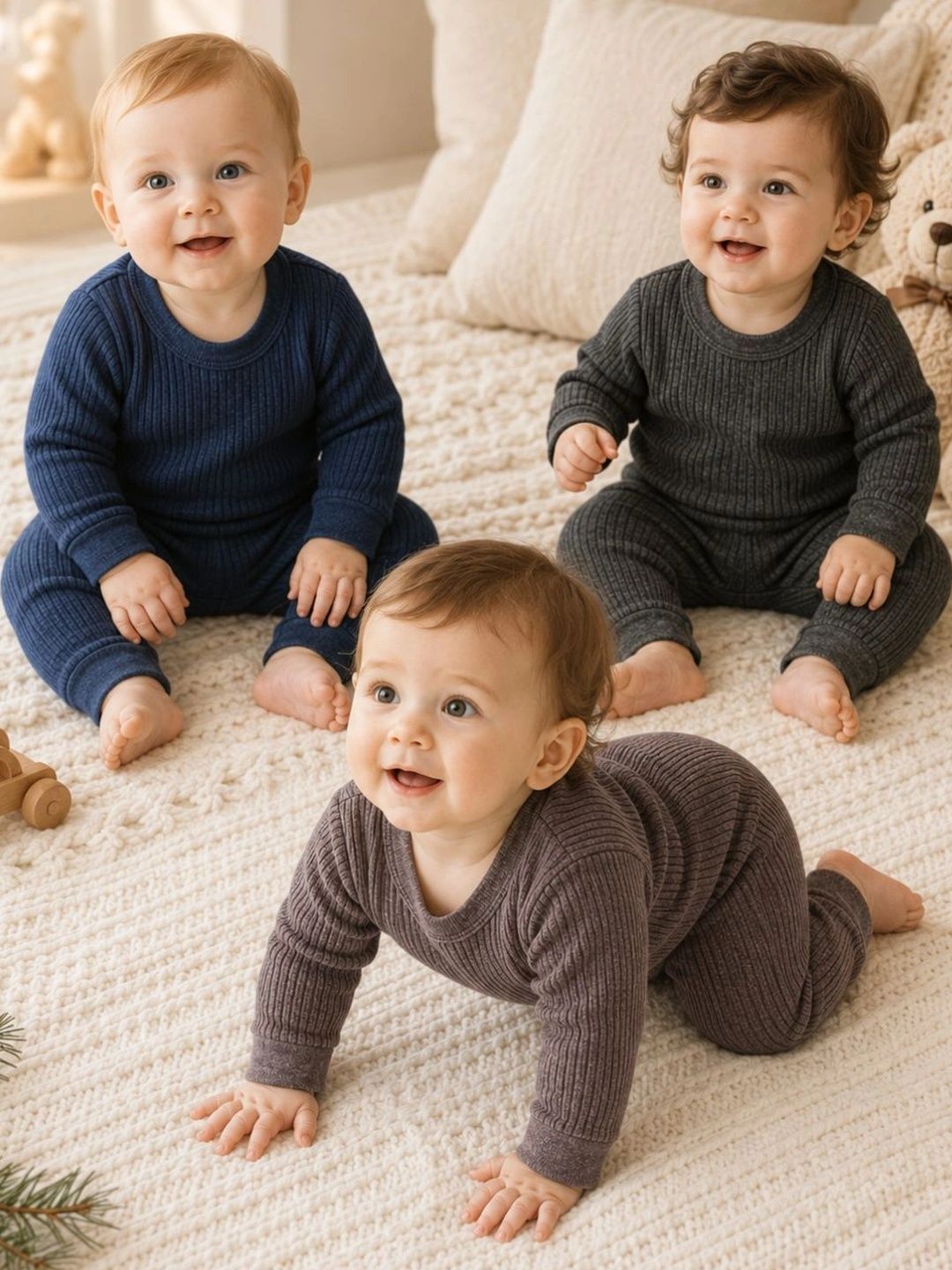 MW PRINTS Infants Pack Of 3 Cotton Round Neck Thermal Set-picture-36