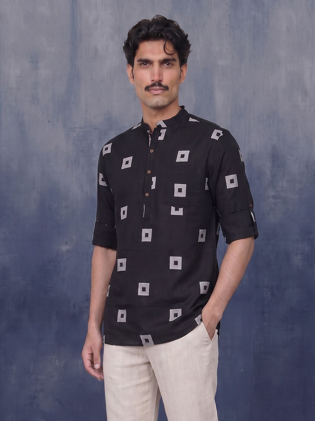 Taavi Woven Legacy Geometric Woven Design Pure Cotton Straight Kurta-picture-18