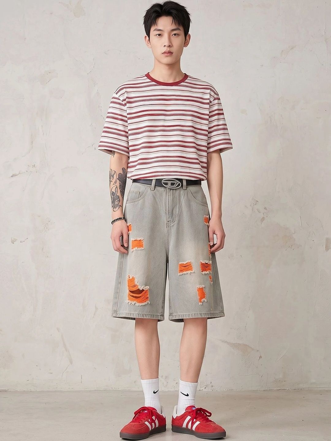 Suo Men Loose Fit Denim Shorts-picture-17