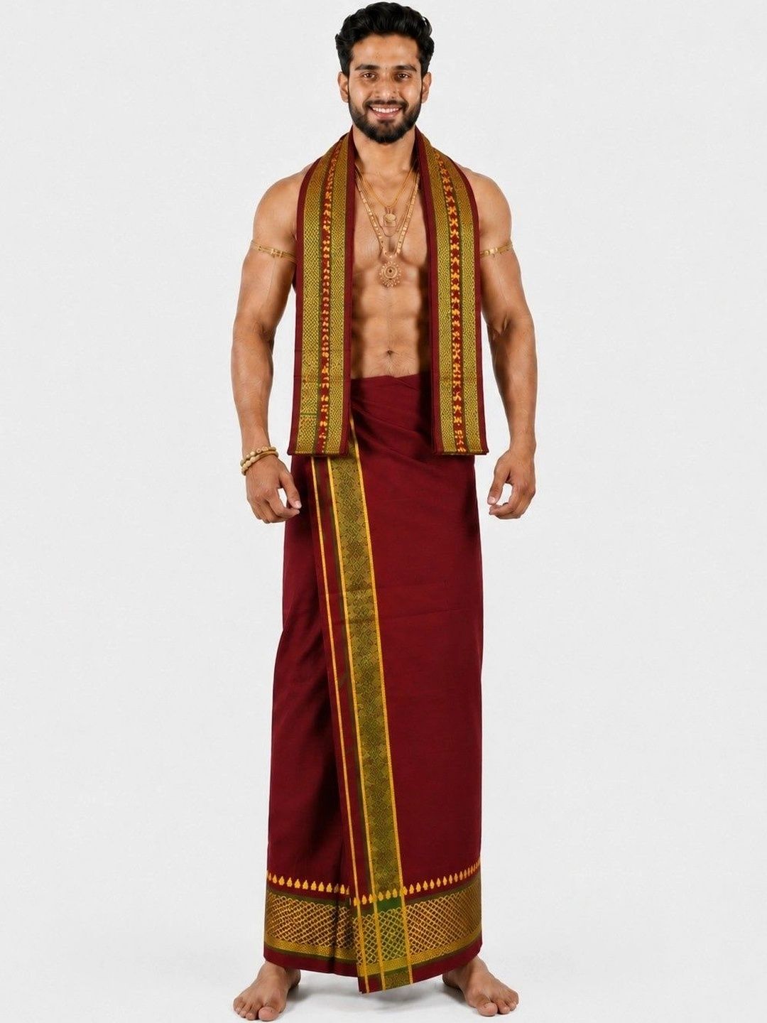 Sharan Elegance Men Embroidered Cotton Dhoti Dhotis-picture-45