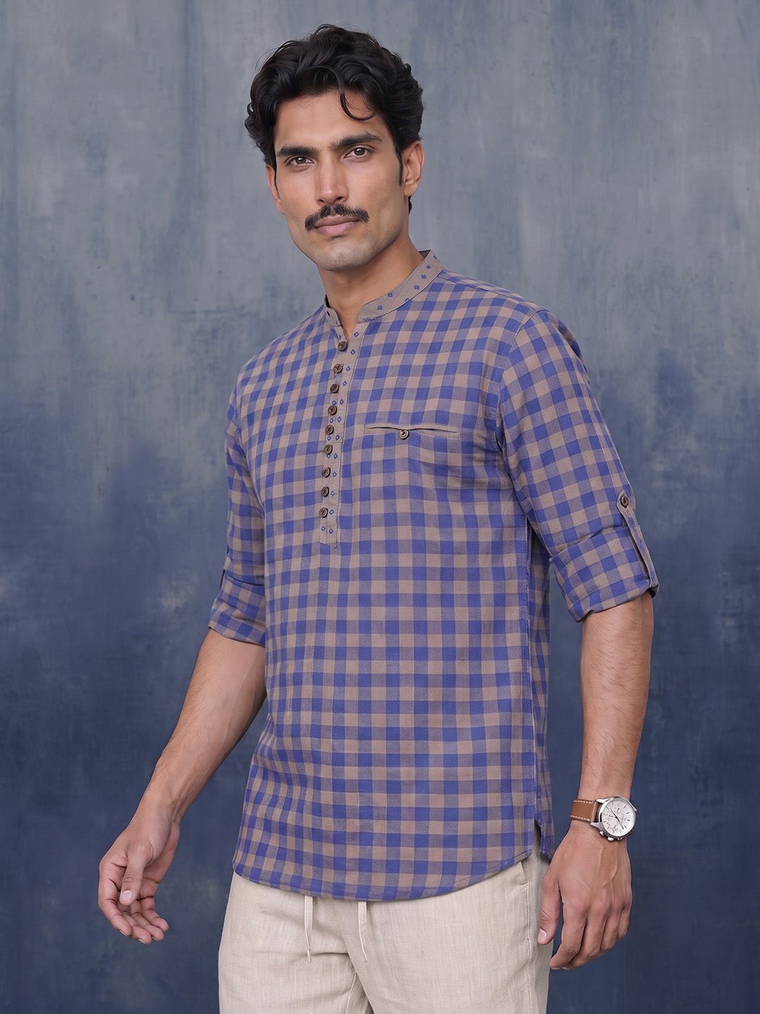 Taavi Woven Legacy Checked Pure Cotton Straight Kurta-picture-12