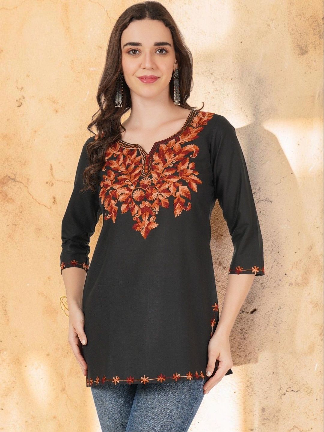 Hyba Embroidered Ethnic Cotton Blend Top-picture-44