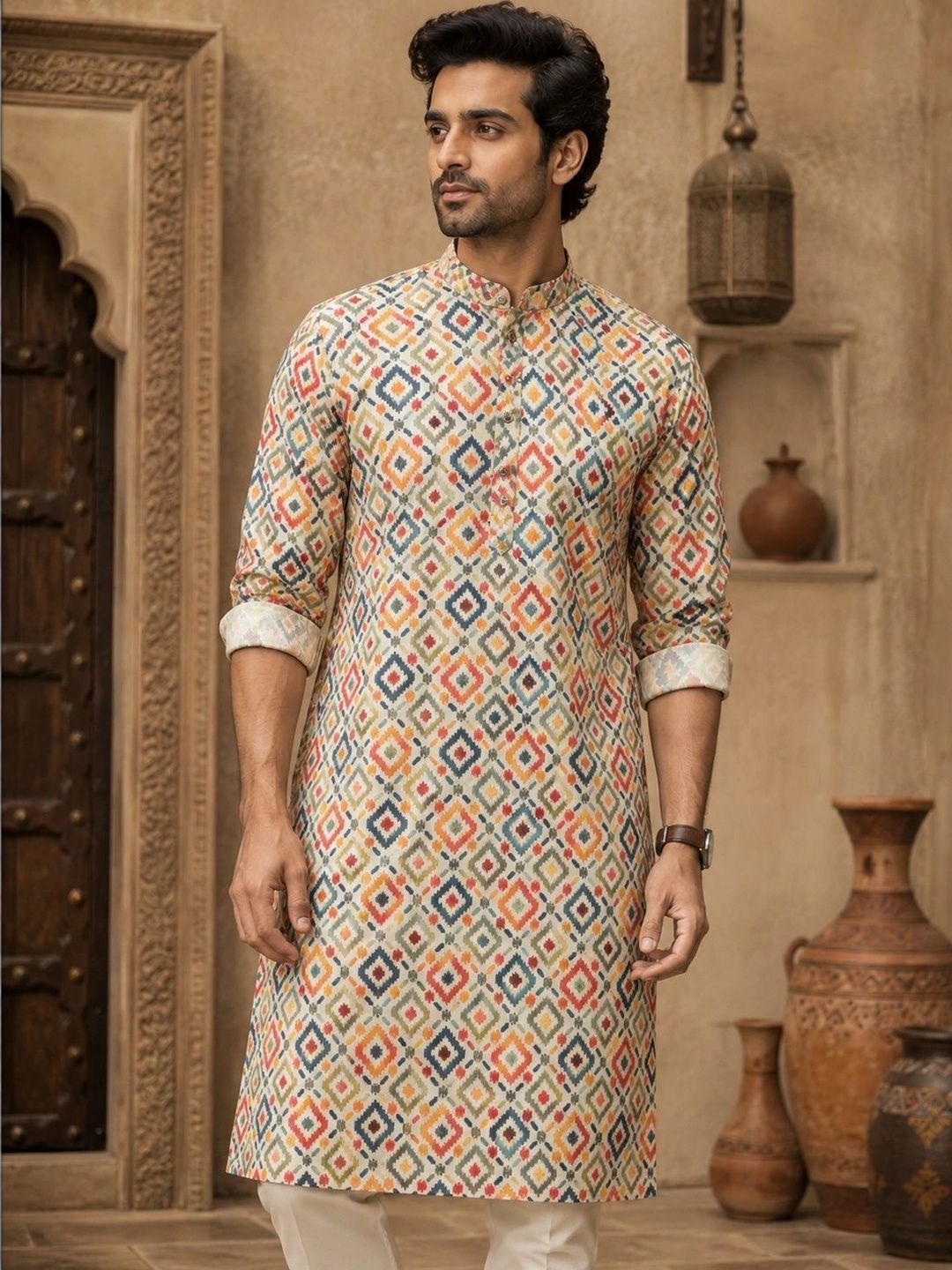 FUBAR Men Geometric Printed Kurta-picture-15
