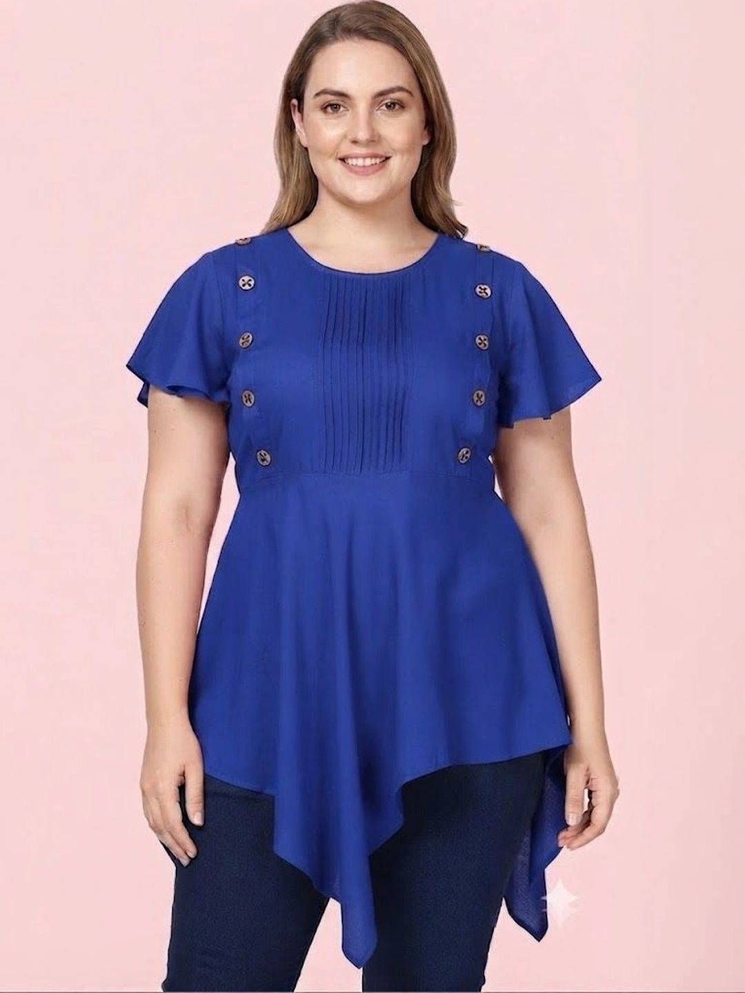 Lingra Flared Sleeves Pure Cotton Blend Kurti-picture-32