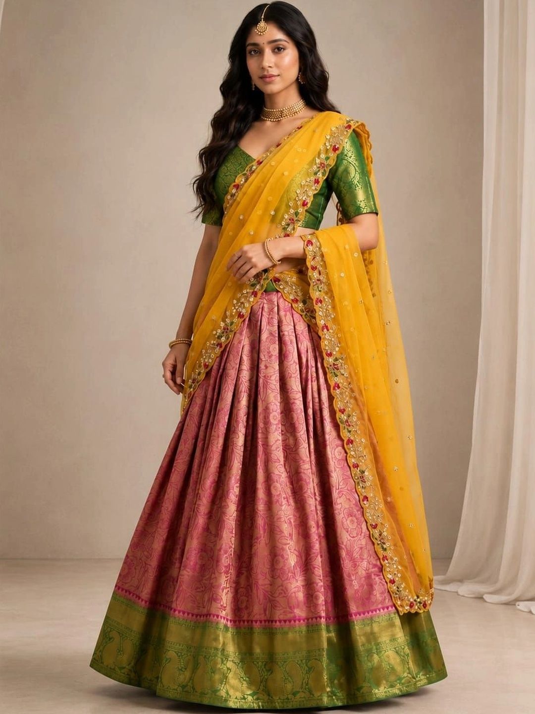 Memsahib Thread Work Ready to Wear Lehenga & Blouse Taping-image-28