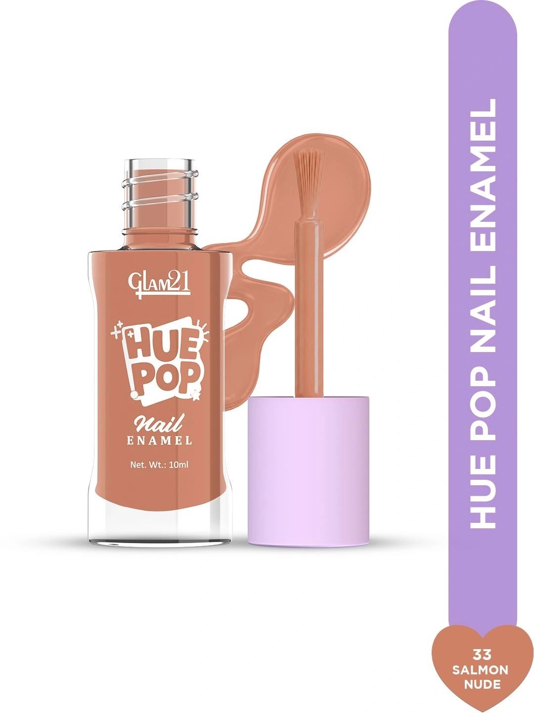 GLAM21 Hue Pop Resistant & Long Lasting Vibrant Nail Polish - 10 ml -Salmon Nude 33-picture-44
