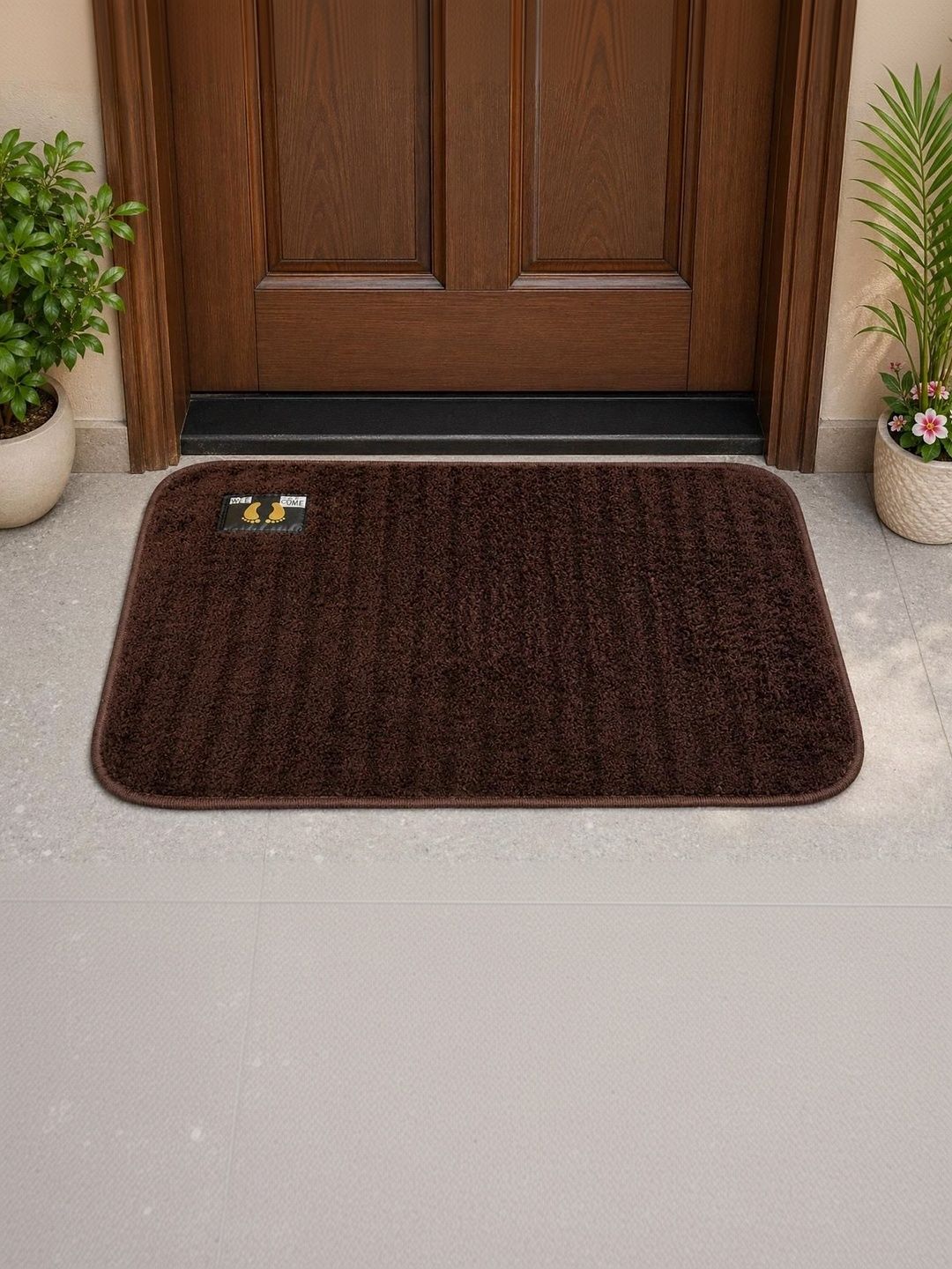 SANJHI KALAKRITI Brown Microfiber Anti Skid Doormat-picture-25