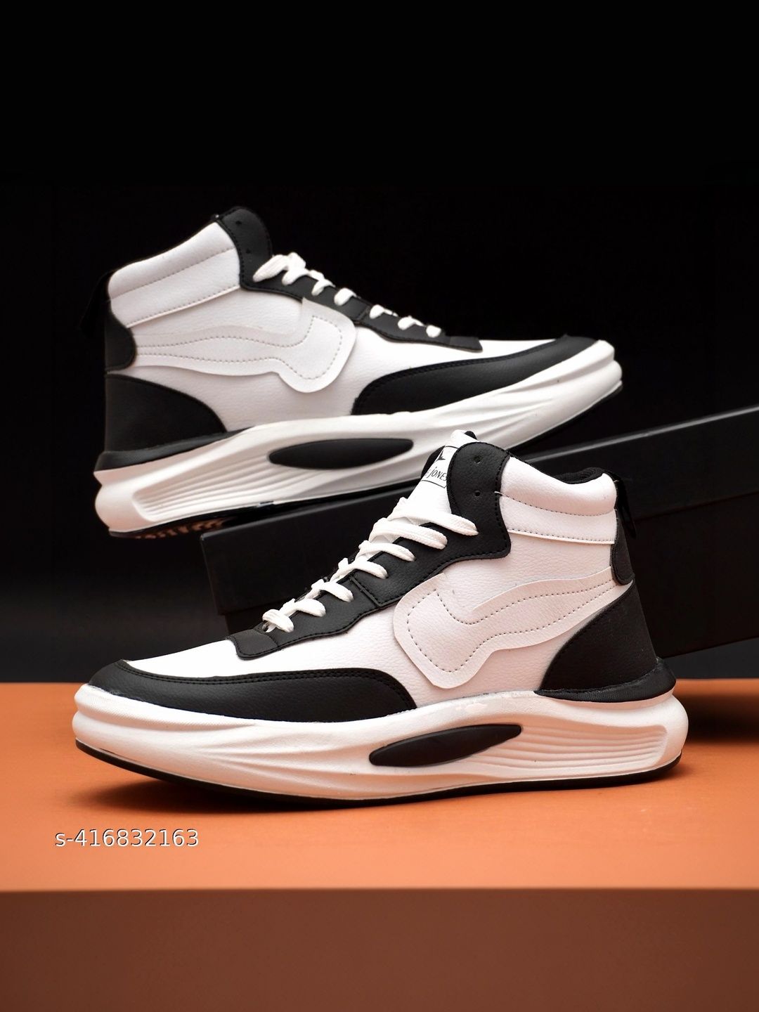 Robbie Jones Men Colourblocked PU High-Top Sneakers-picture-51
