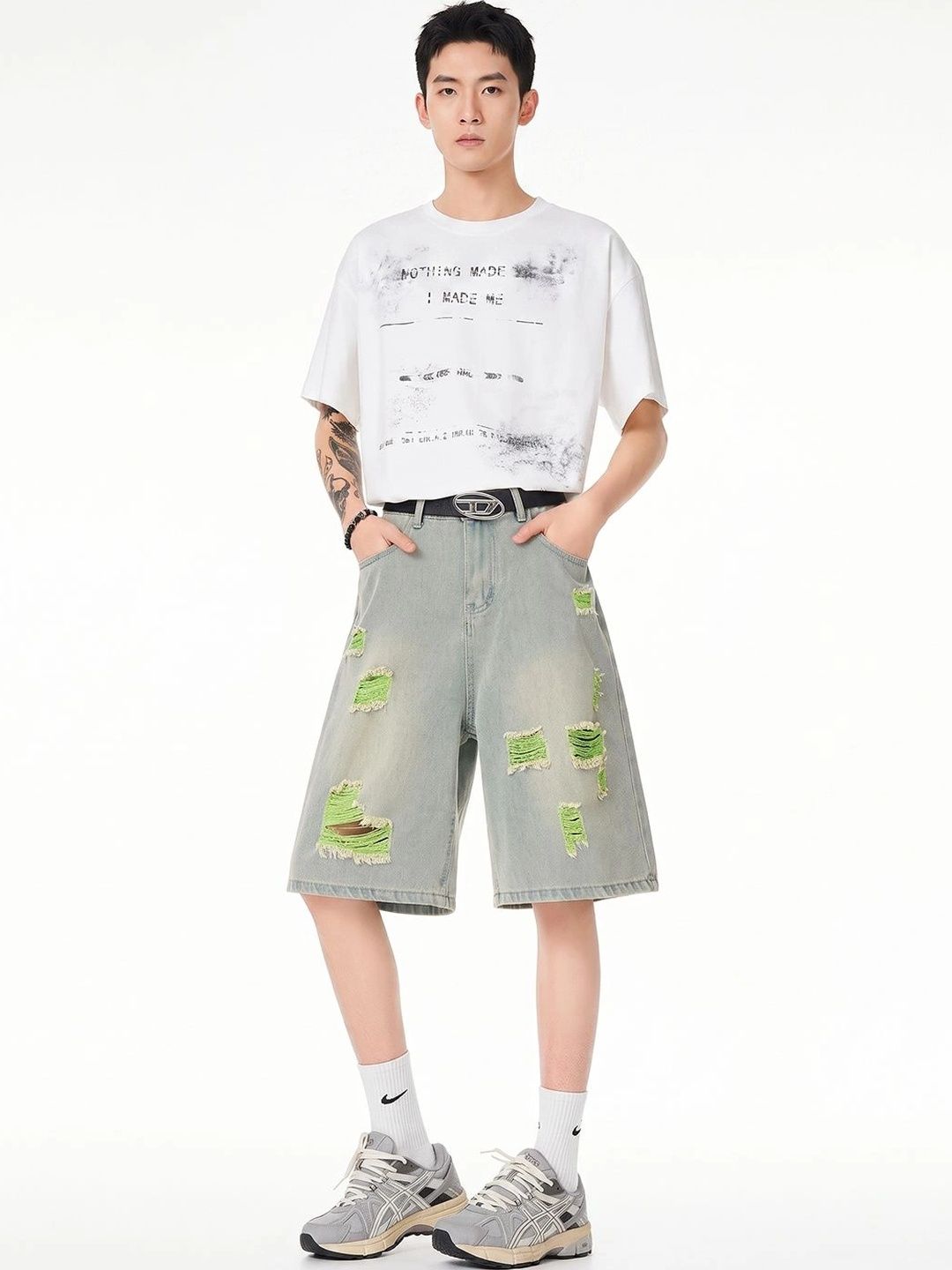 Suo Men Loose Fit Denim Shorts-picture-44