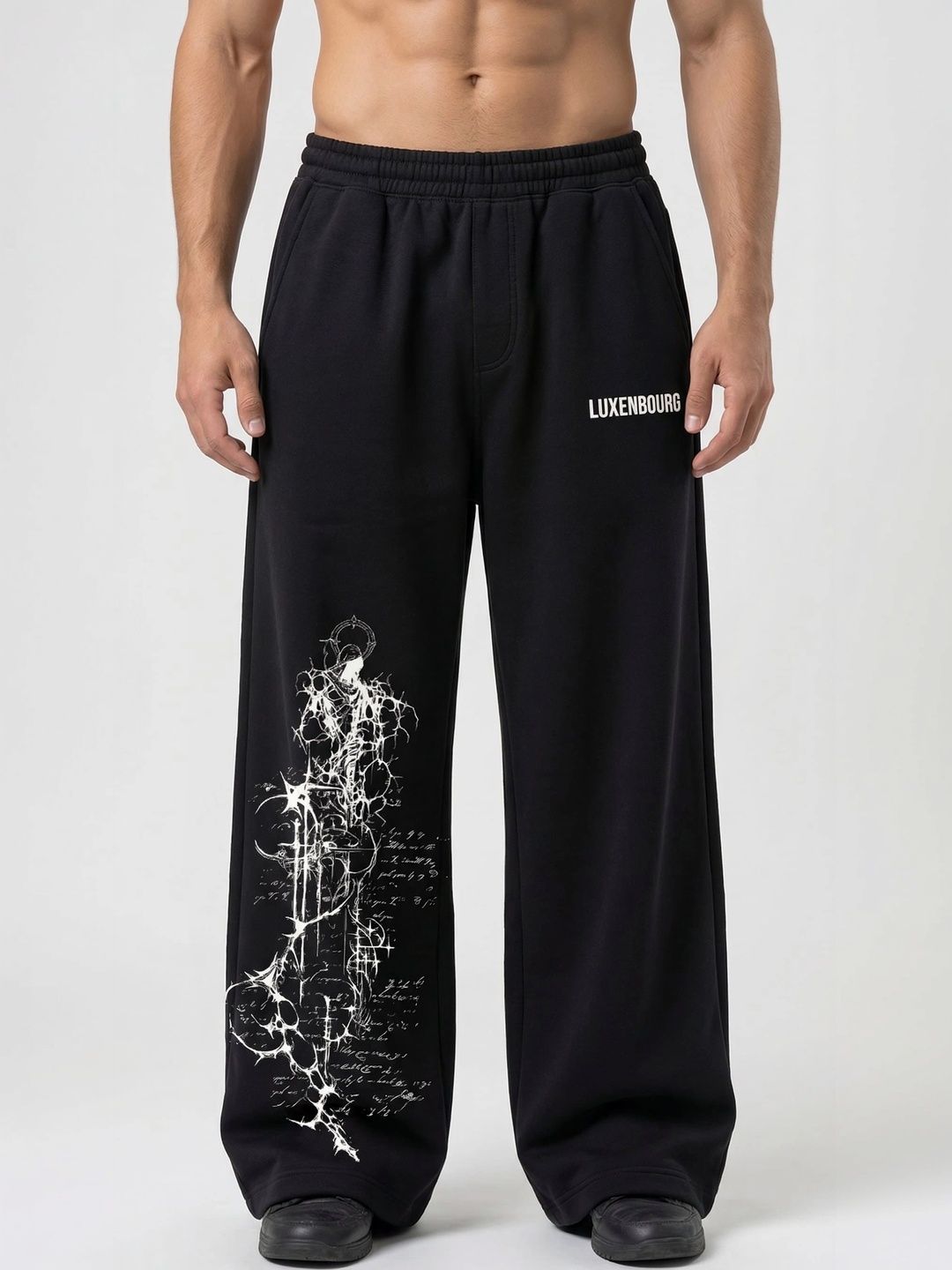 LUXENBOURG Men Relaxed Fit Graphic Print Training Track Pants-picture-54