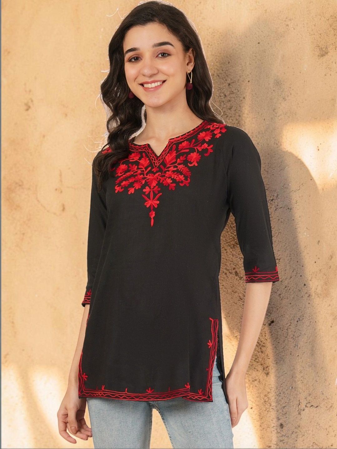 Hyba Embroidered Ethnic Cotton Blend Top-picture-42
