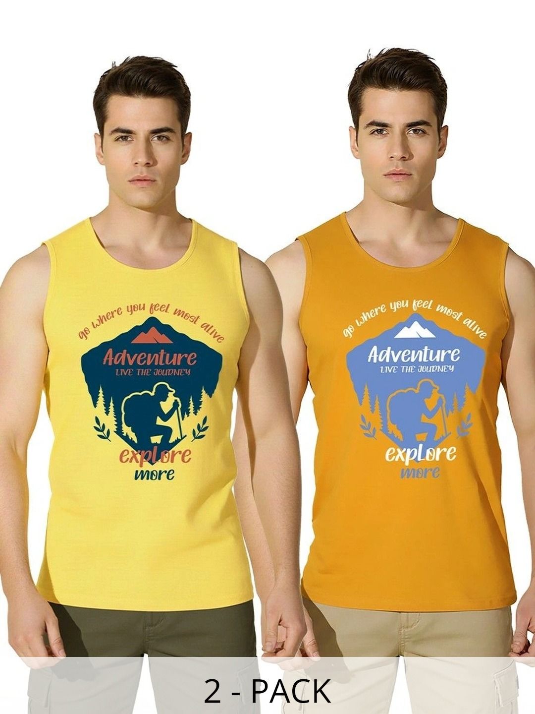 WOOSTRO Pack of 2 Printed Cotton Gym Vest-picture-0