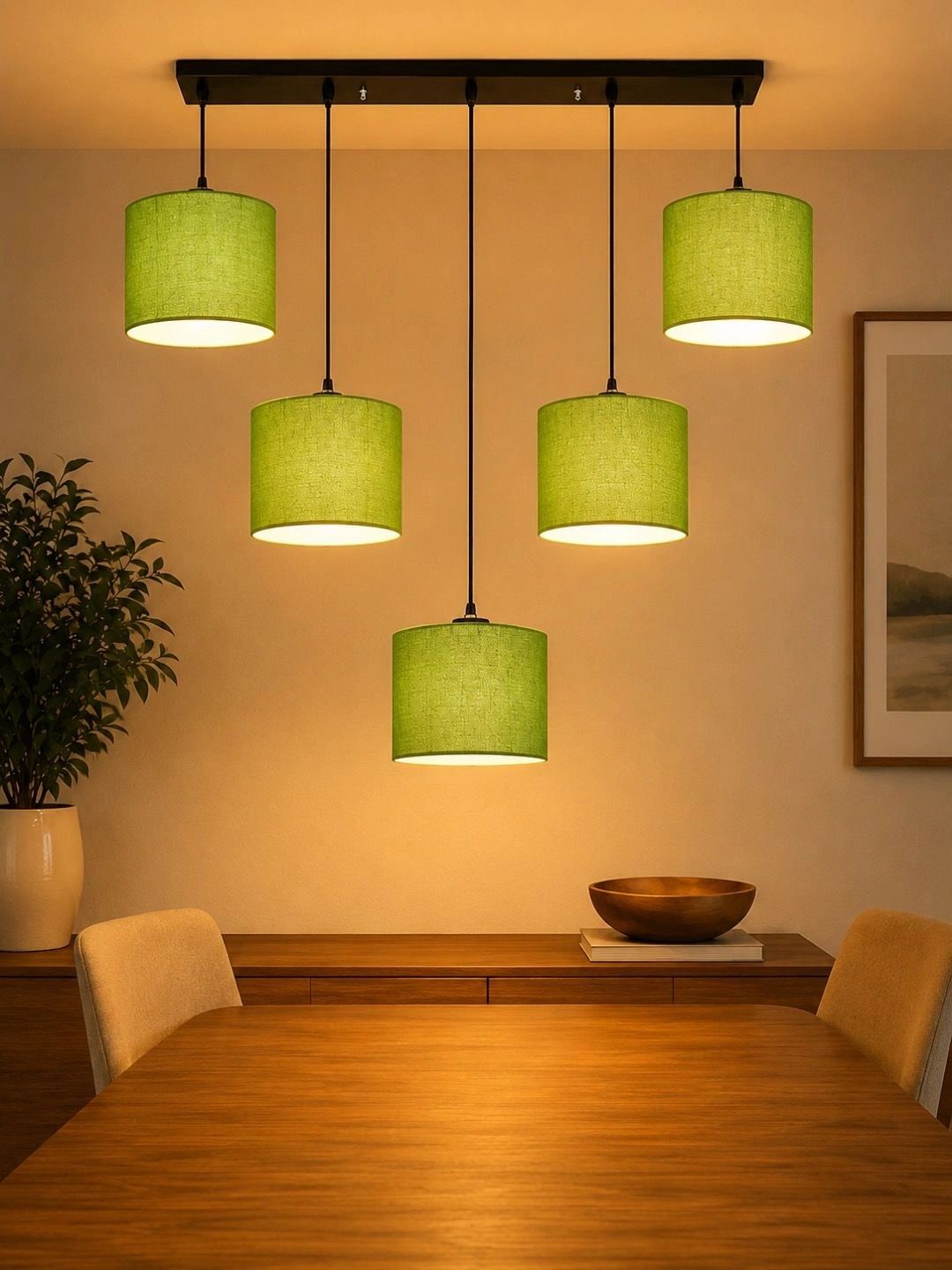 Myntra Elegant Homes Green Textured Contemporary Ceiling Lamp-picture-11