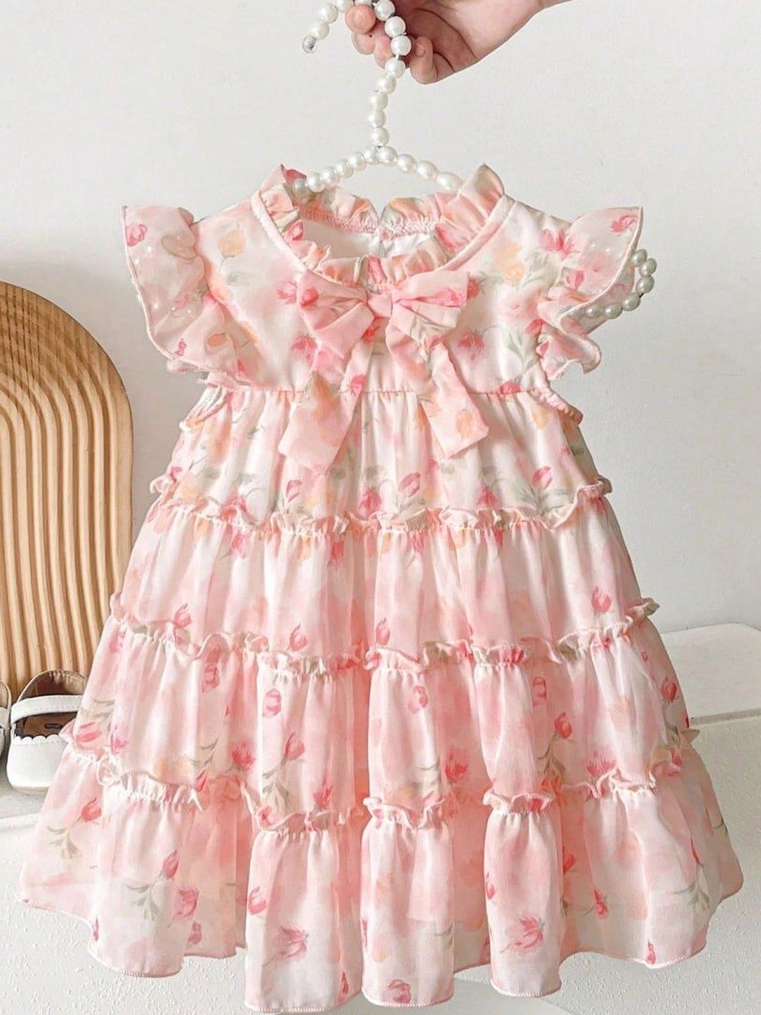 YK Floral Print Flutter Sleeve Ruffled A-Line Dress-picture-16