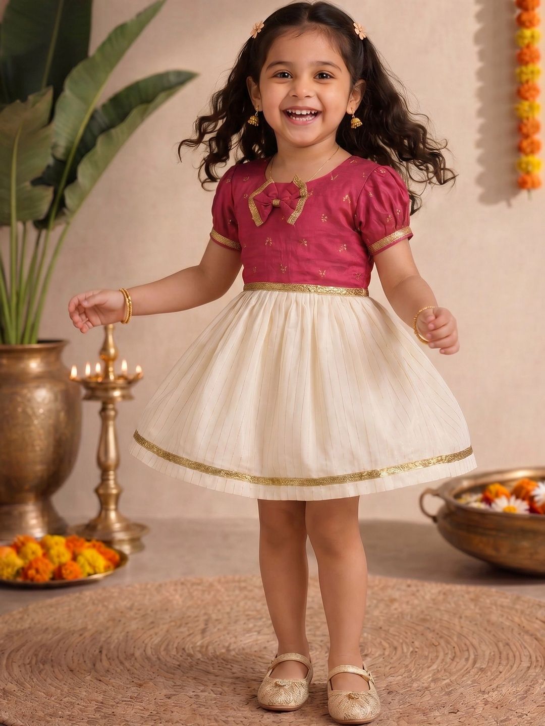 VASTRAMAY Puff Sleeve A-Line Dress-picture-50