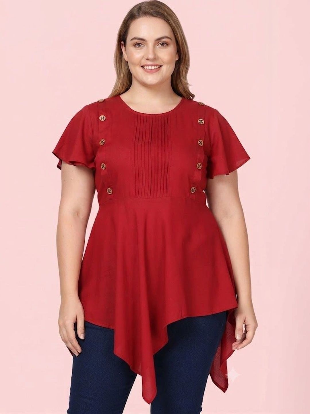 Lingra Flared Sleeves Pure Cotton Blend Kurti-picture-32