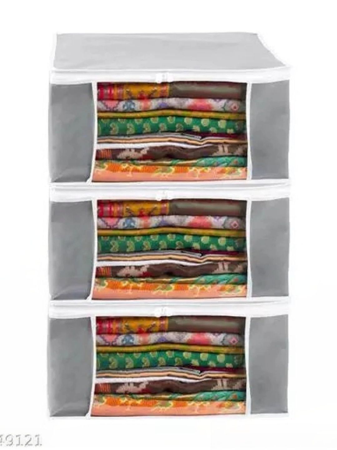 ANKIT INTERNATIONAL Grey Set of 3 Reusable Multi-Utility Organisers-picture-39