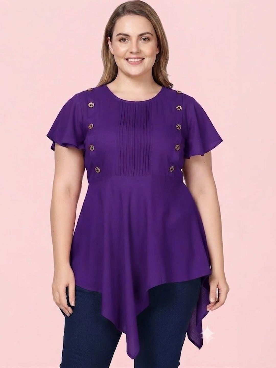 Lingra Flared Sleeve Cotton Peplum Longline Top-picture-28